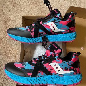Saucony Sneakers S-Voxel 9000 Youth Girl Size 4.5 Running Shoes Pink Blue NEW